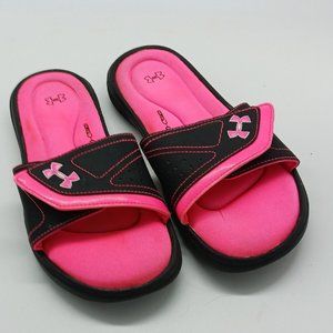Under Armour UA Women's Slides 4d Foam Black Pink Size 8